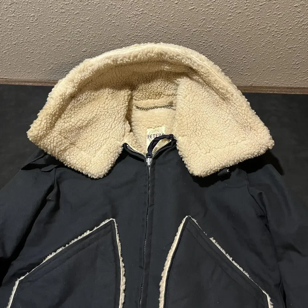 Vintage B-3 Jacket Men Army Bane Sherpa Lined Shearling Collar 1970s Talon Zip